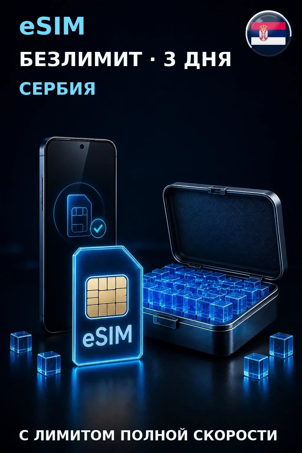 eSIM Сербия — БЕЗЛИМИТ, 3 дня — интернет