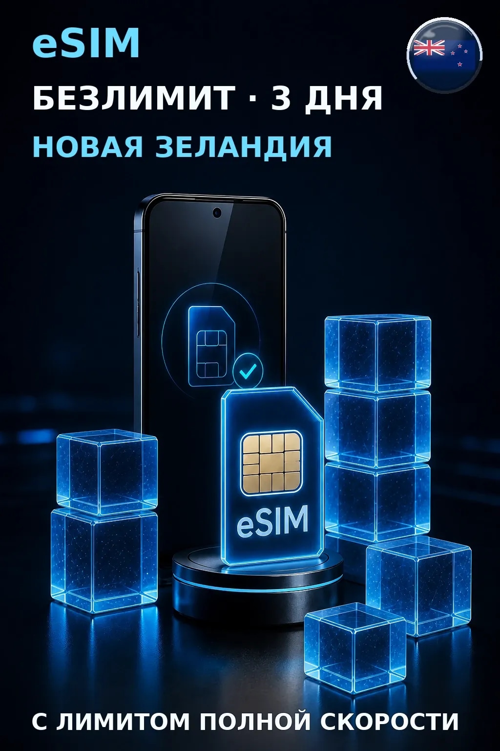 eSIM Новая Зеландия — БЕЗЛИМИТ, 3 дня — интернет