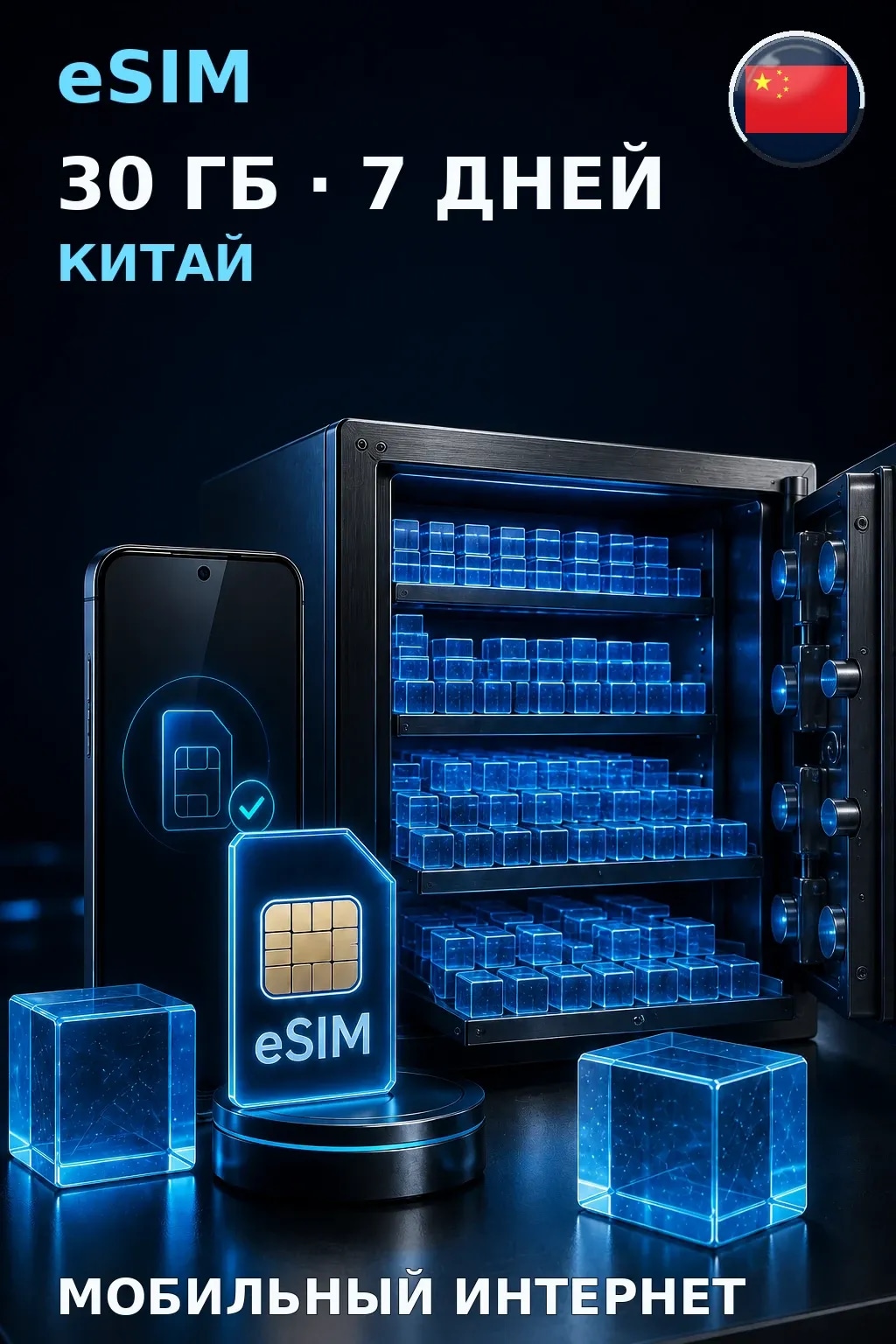 eSIM Китай — 30 ГБ, 7 дней — интернет
