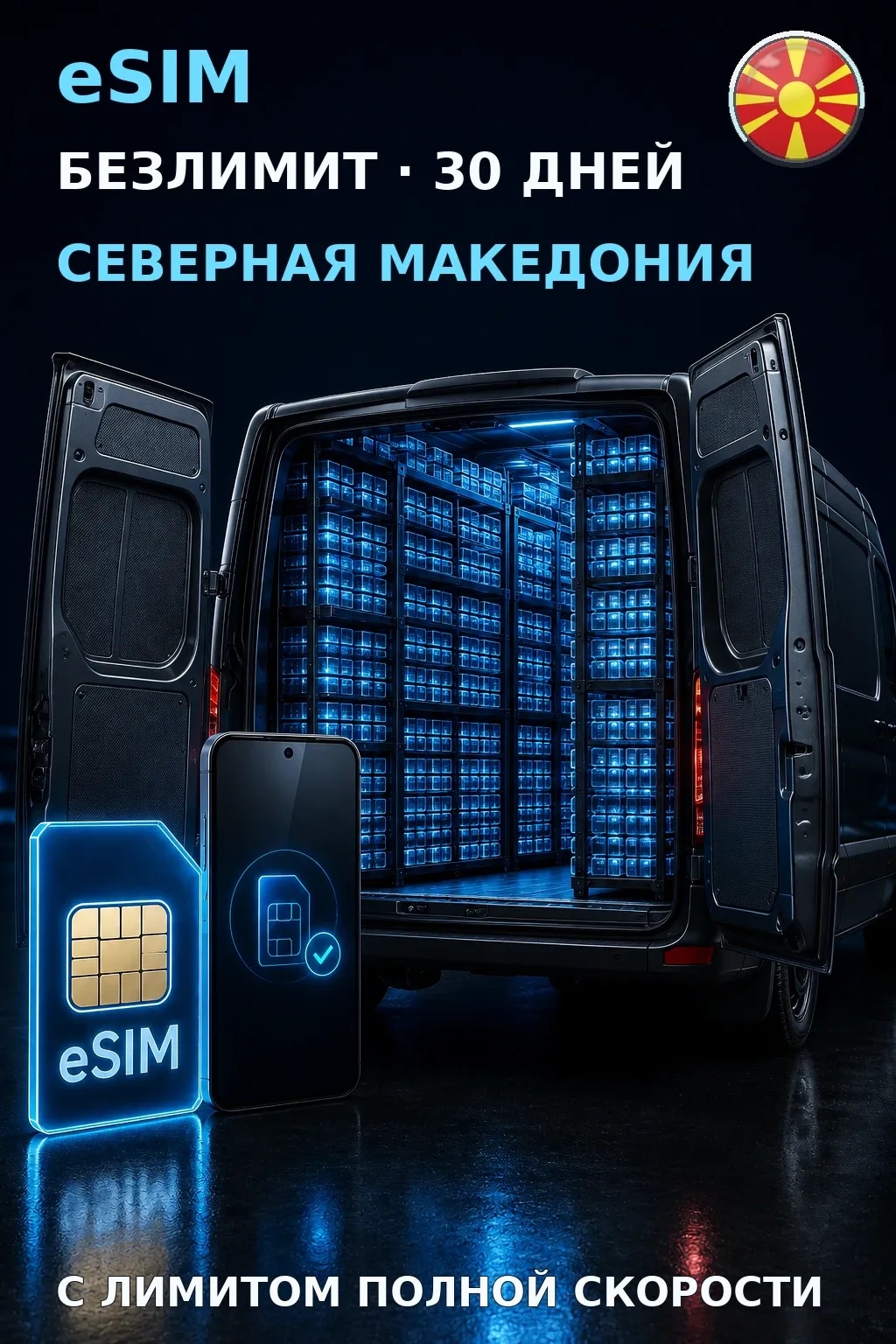eSIM Северная Македония — БЕЗЛИМИТ, 30 дней — интернет