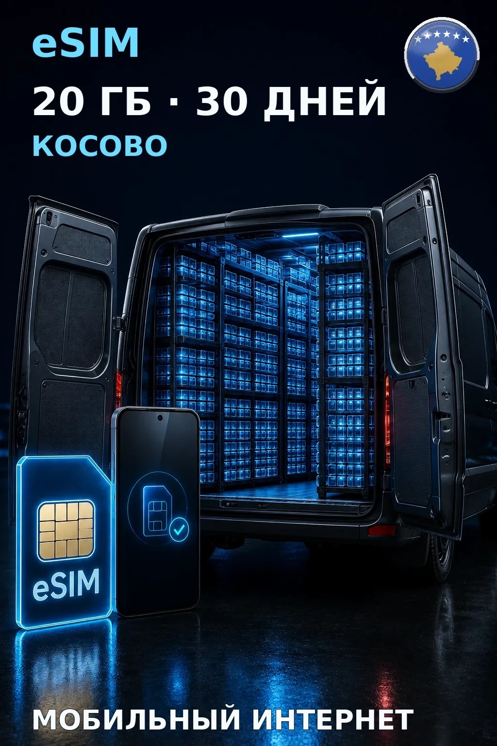 eSIM Косово — 20 ГБ, 30 дней — интернет