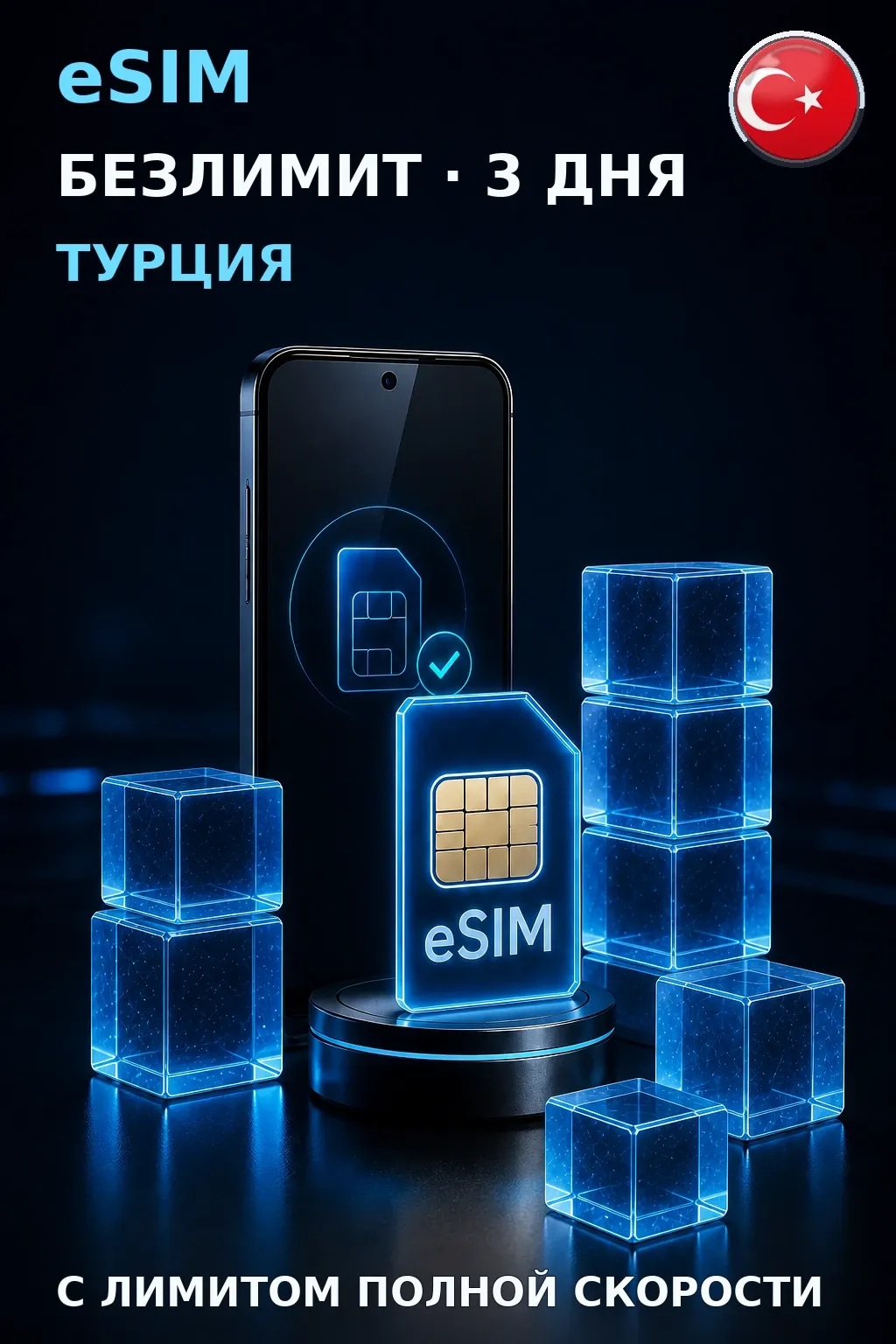 eSIM Турция — БЕЗЛИМИТ, 3 дня — интернет