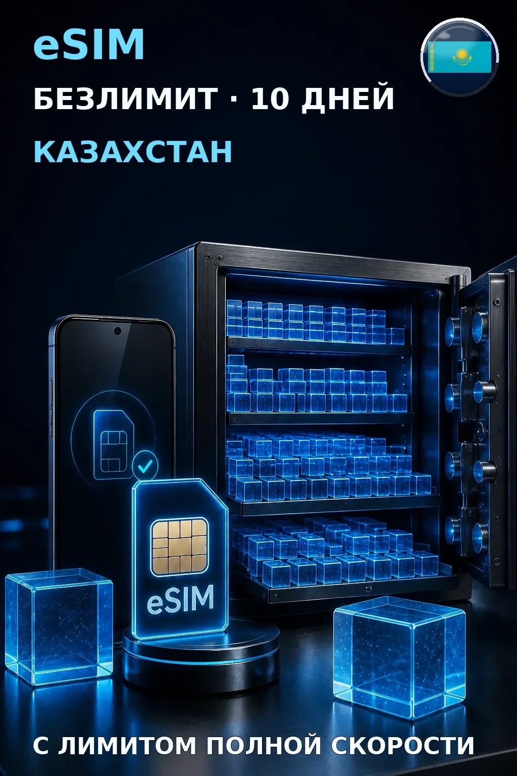 eSIM Казахстан — БЕЗЛИМИТ, 10 дней — интернет