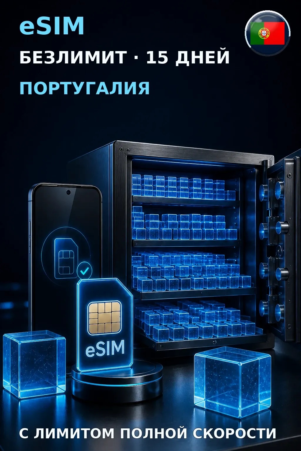 eSIM Португалия — БЕЗЛИМИТ, 15 дней — интернет