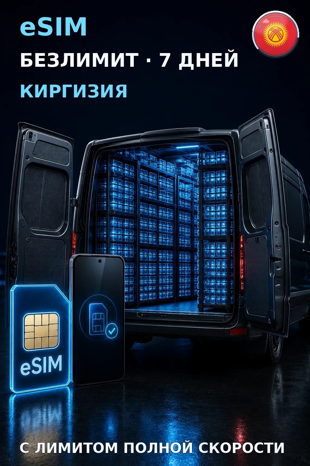 eSIM Киргизия — БЕЗЛИМИТ, 7 дней — интернет