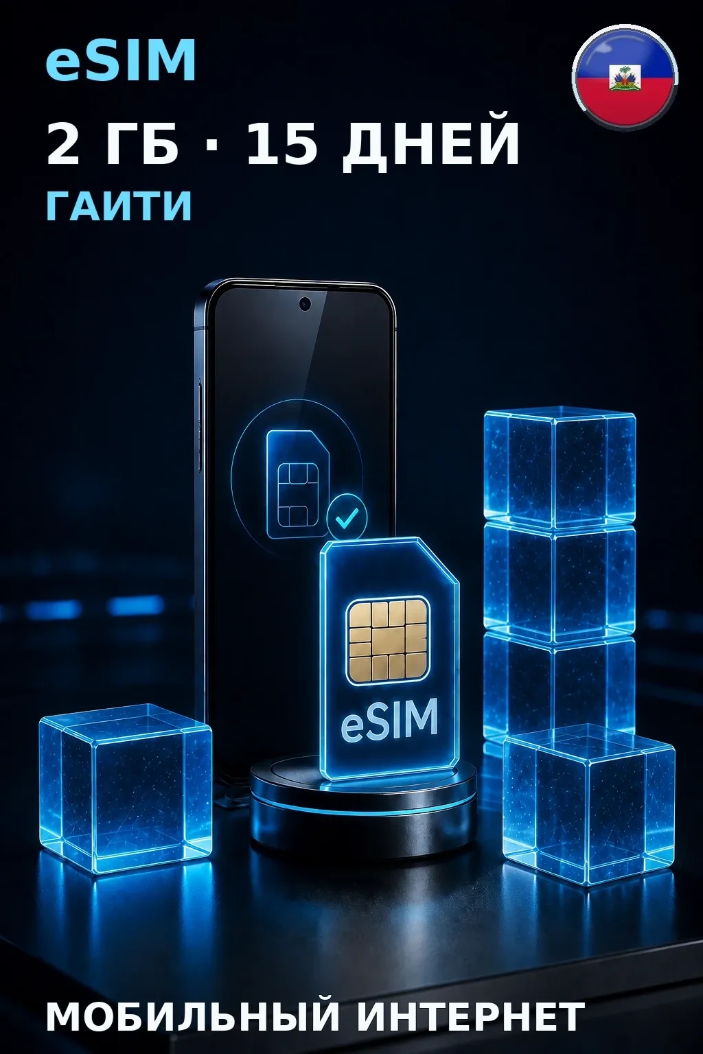 eSIM Гаити — 2 ГБ, 15 дней — интернет