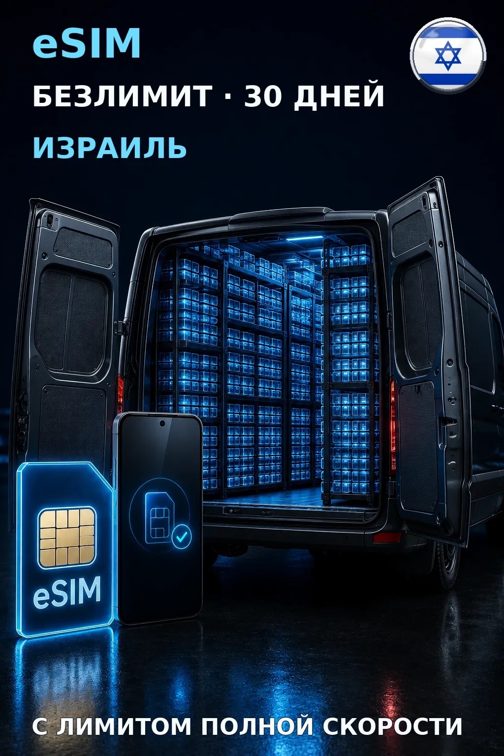 eSIM Израиль — БЕЗЛИМИТ, 30 дней — интернет