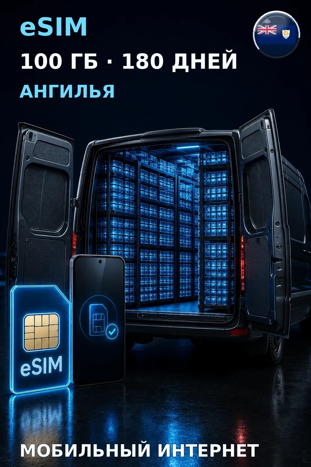 eSIM Ангилья — 100 ГБ, 180 дней — интернет