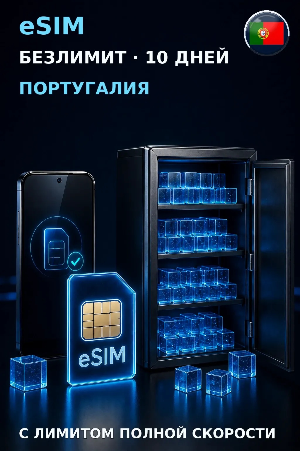 eSIM Португалия — БЕЗЛИМИТ, 10 дней — интернет