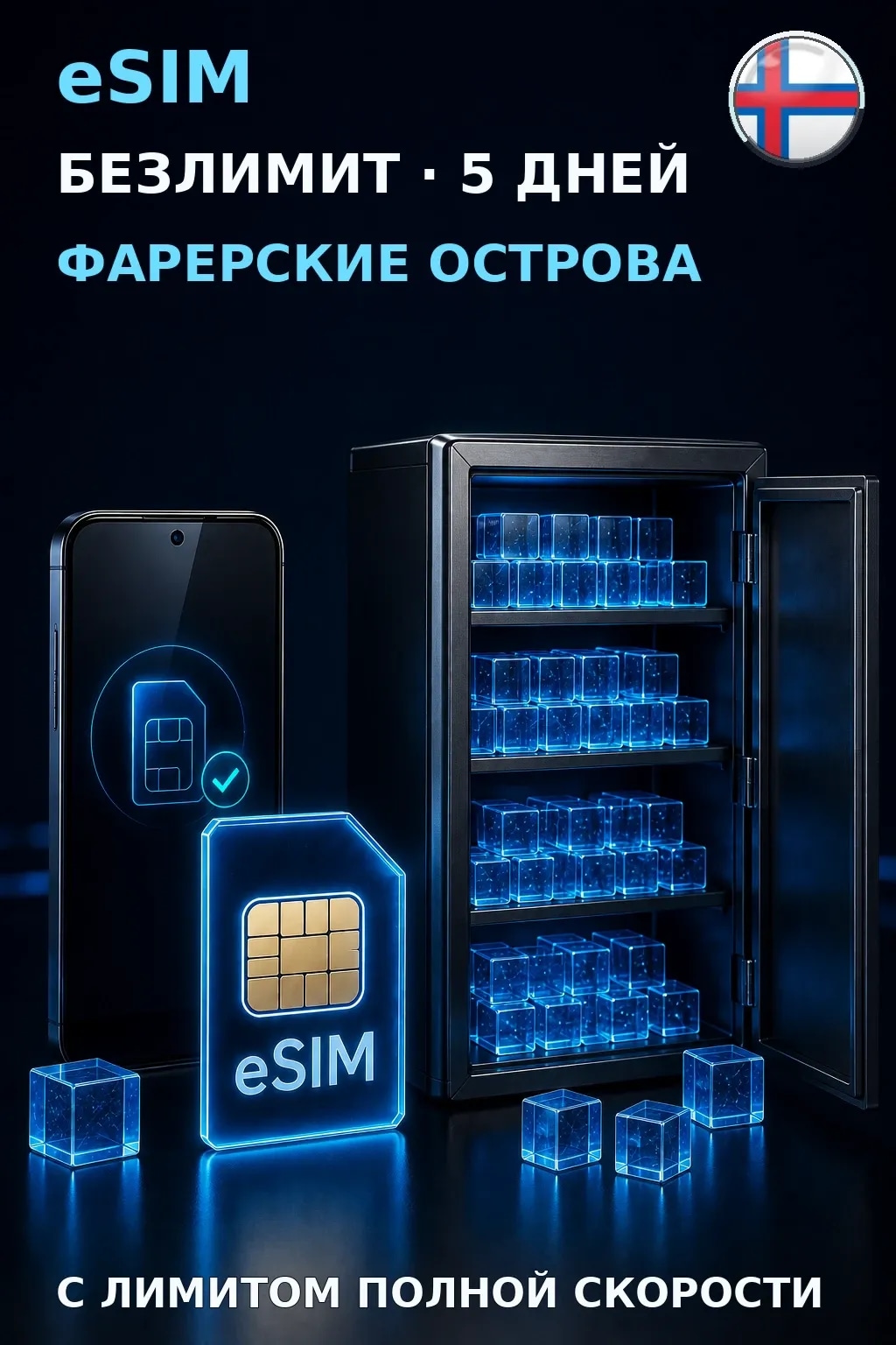 eSIM Фарерские Острова — БЕЗЛИМИТ, 5 дней — интернет
