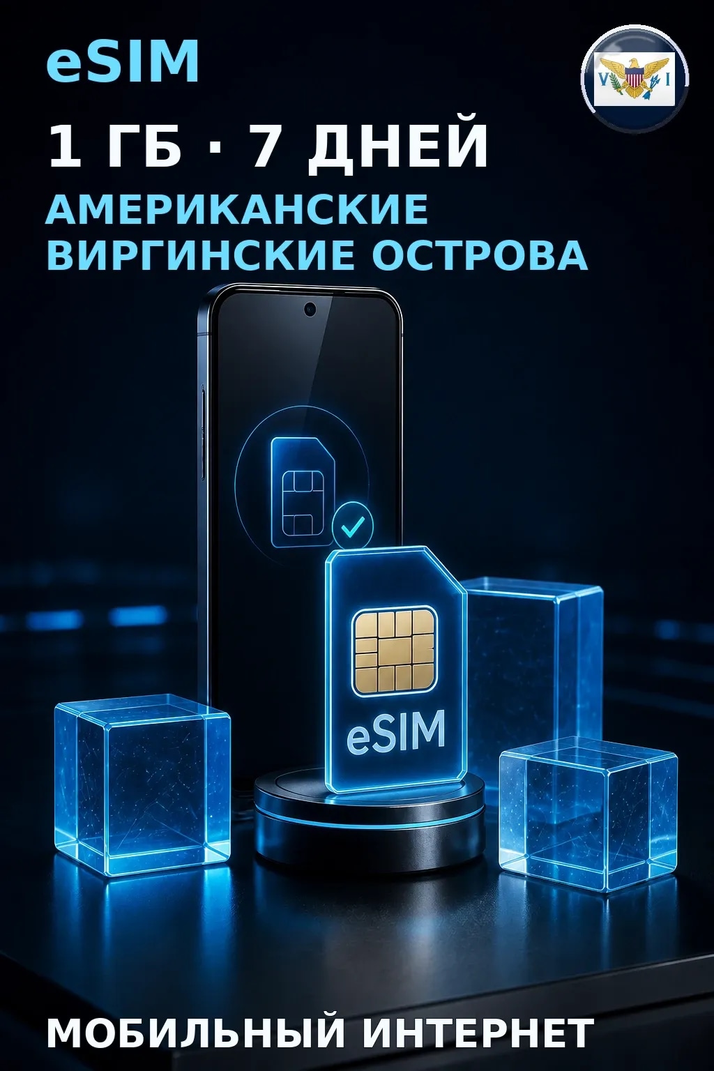 eSIM Американские Виргинские Острова — 1 ГБ, 7 дней — интернет