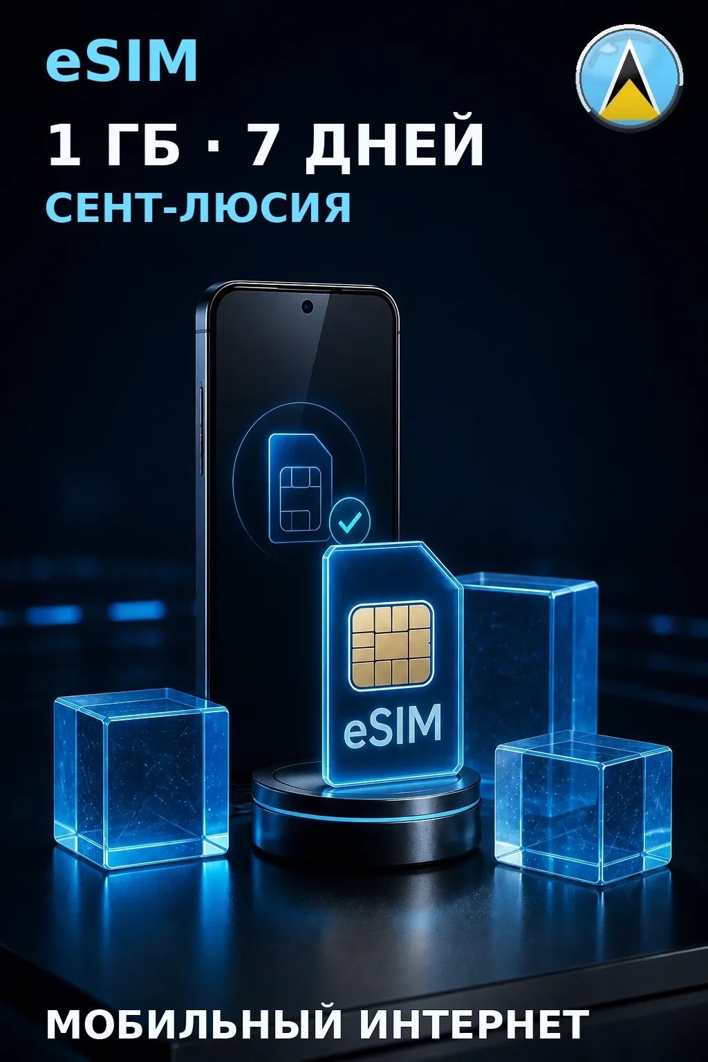 eSIM Сент-Люсия — 1 ГБ, 7 дней — интернет