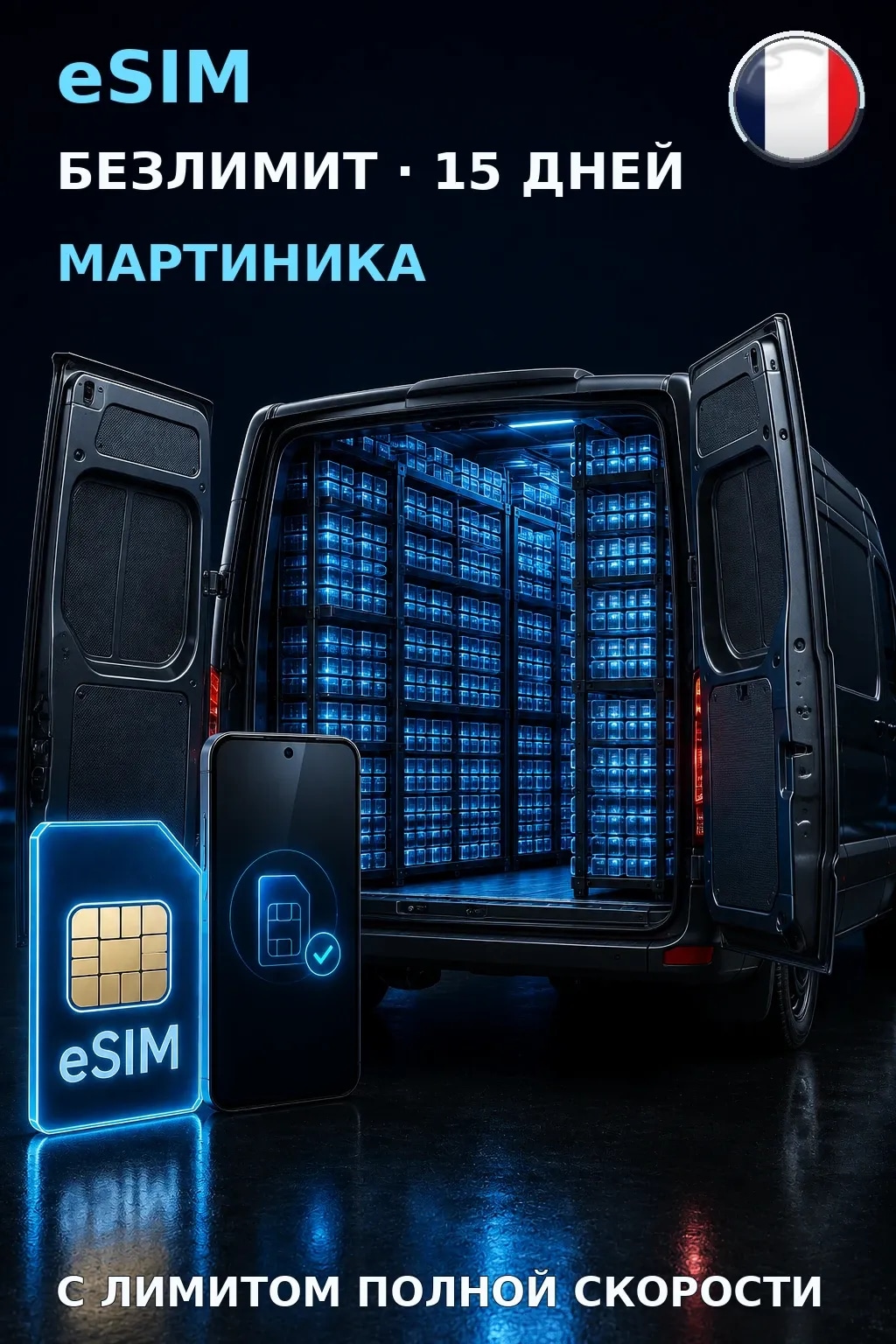 eSIM Мартиника — БЕЗЛИМИТ, 15 дней — интернет
