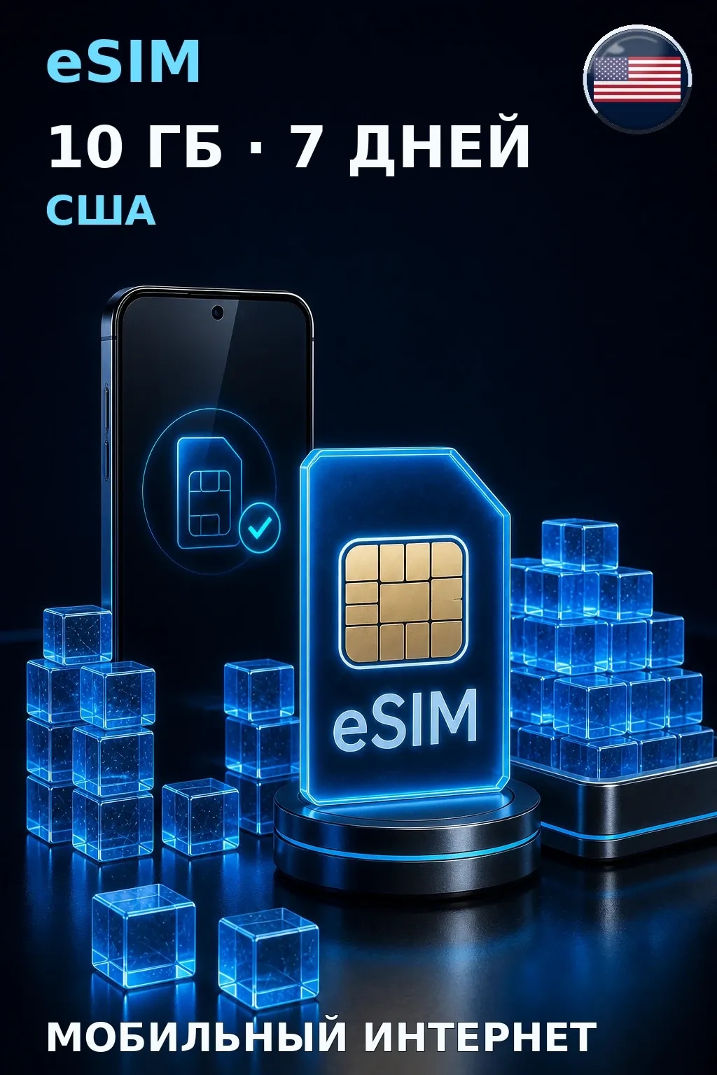 eSIM США — 10 ГБ, 7 дней — интернет