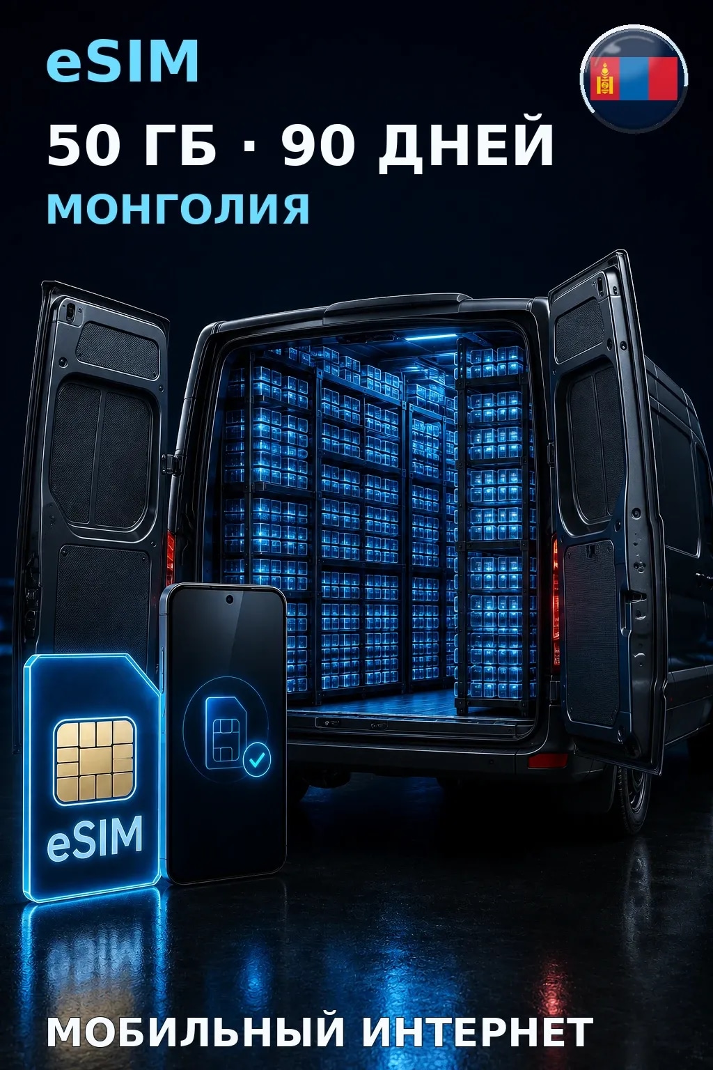 eSIM Монголия — 50 ГБ, 90 дней — интернет