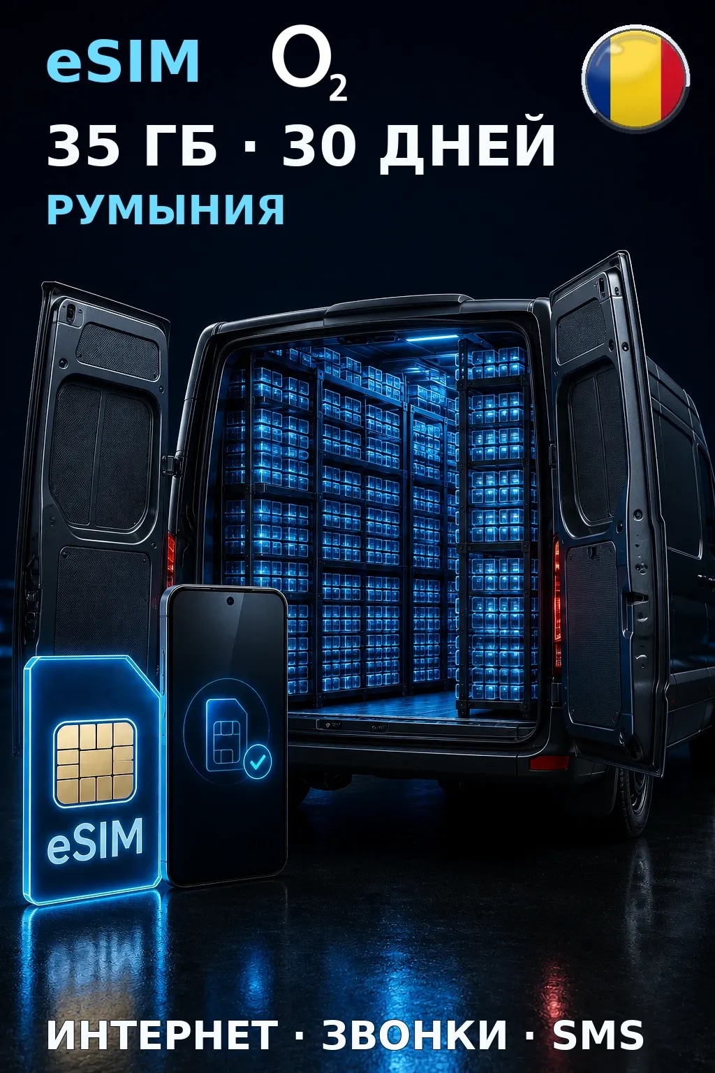 eSIM Румыния — 35 ГБ, 30 дней — интернет, звонки и SMS