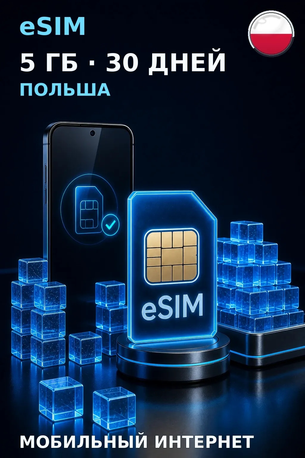 eSIM Польша — 5 ГБ, 30 дней — интернет