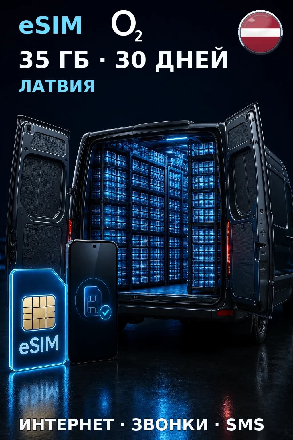 eSIM Латвия — 35 ГБ, 30 дней — интернет, звонки и SMS