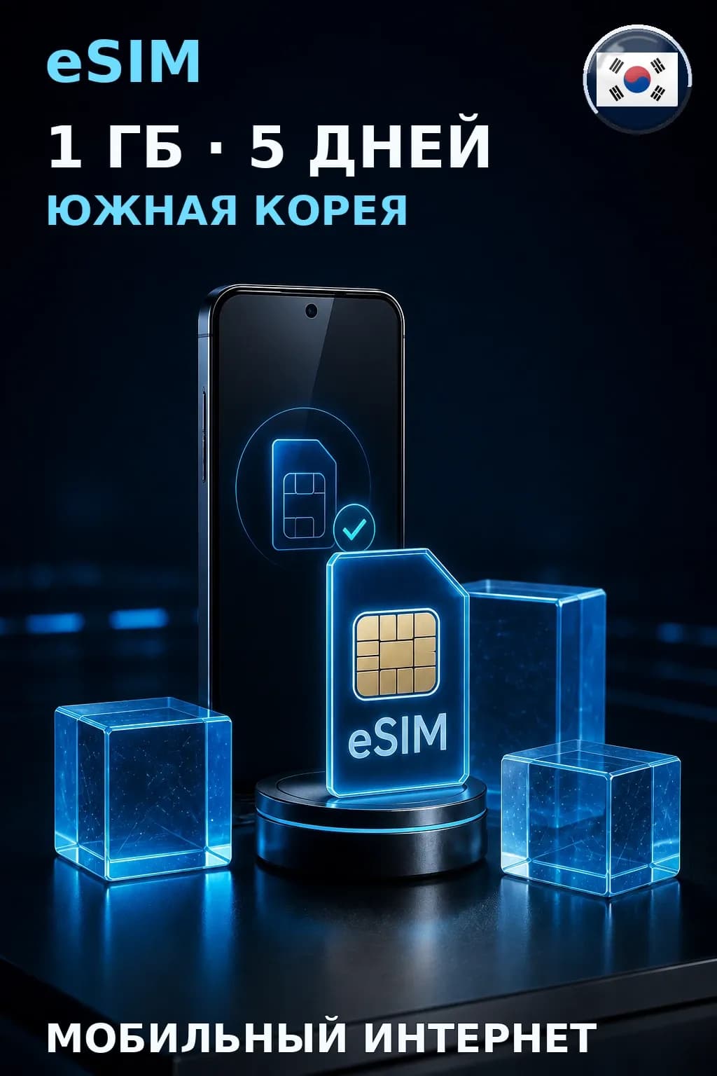 eSIM Южная Корея — 1 ГБ, 5 дней — интернет